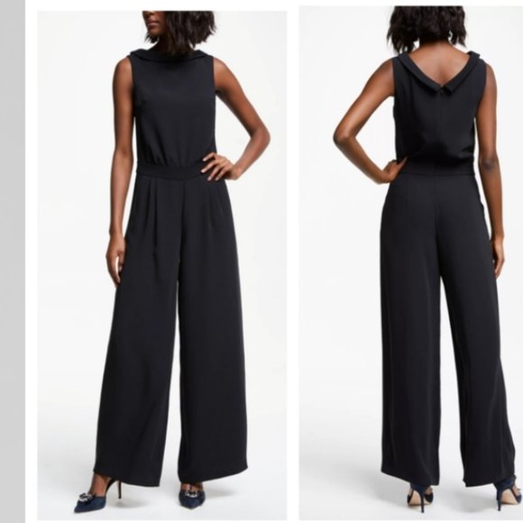 Boden Pants Jumpsuits Boden Clarissa Sleeveless Wide Leg Jumpsuit Black 2p 2 Petite Poshmark